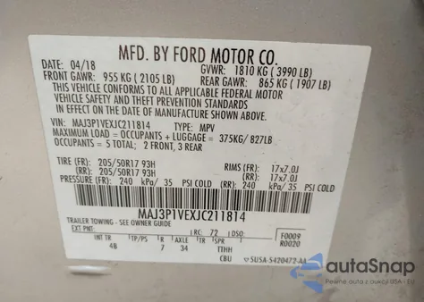2018 Ford Ecosport Titanium from USA, damaged, VIN MAJ3P1VEXJC211814
